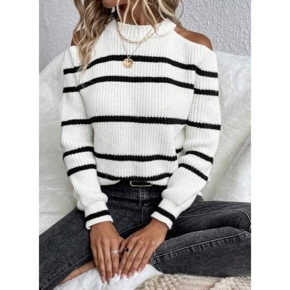 Beautiful  Casual Pullovers Drop Shoulder Cut Out - Picture 1 of 7